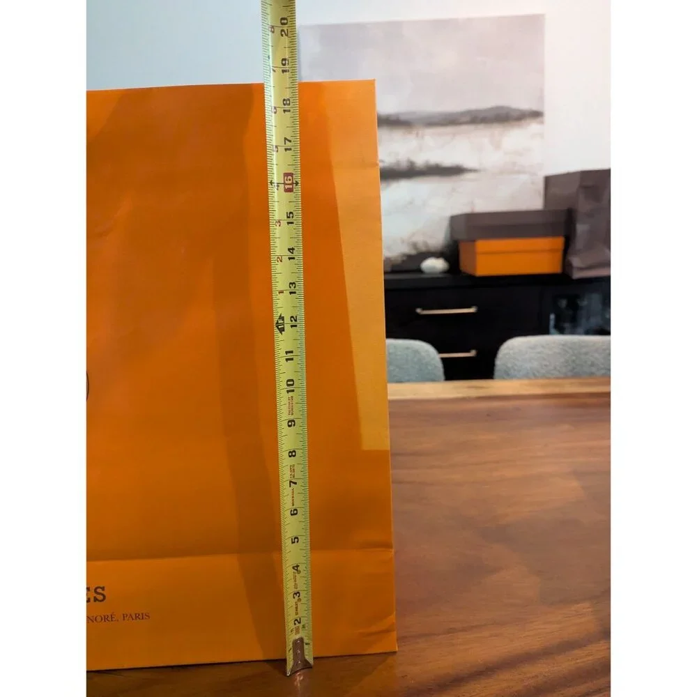 Hermès Orange Paper Shopping Bag With Rope Handles 24 x 18 x 7